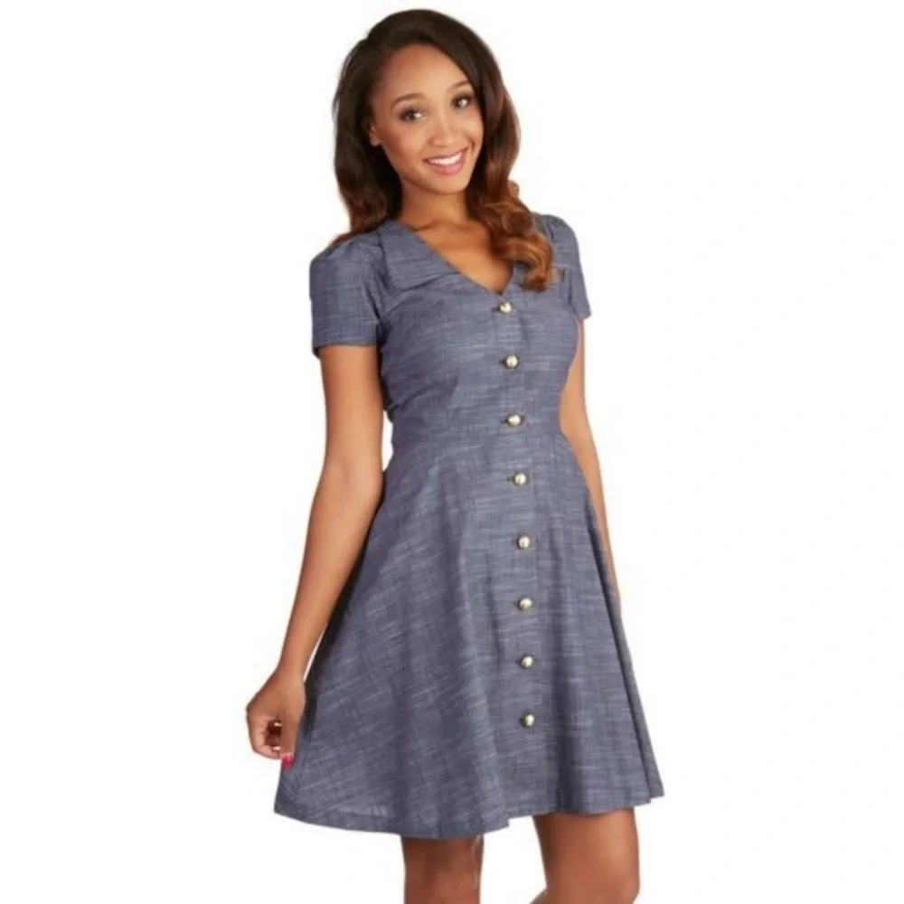 BEA & DOT by MODCLOTH NWOT Field Day Tie Back Dress‎ in Chambray